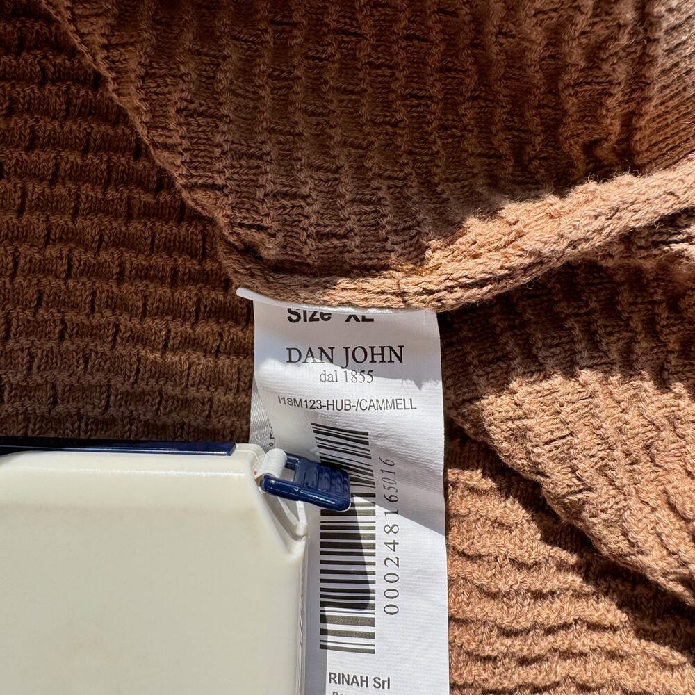 Dan John Textured Knit Long Sleeve Shirt Carmel Brown Men's XL Old Money Euro - Picture 9 of 15